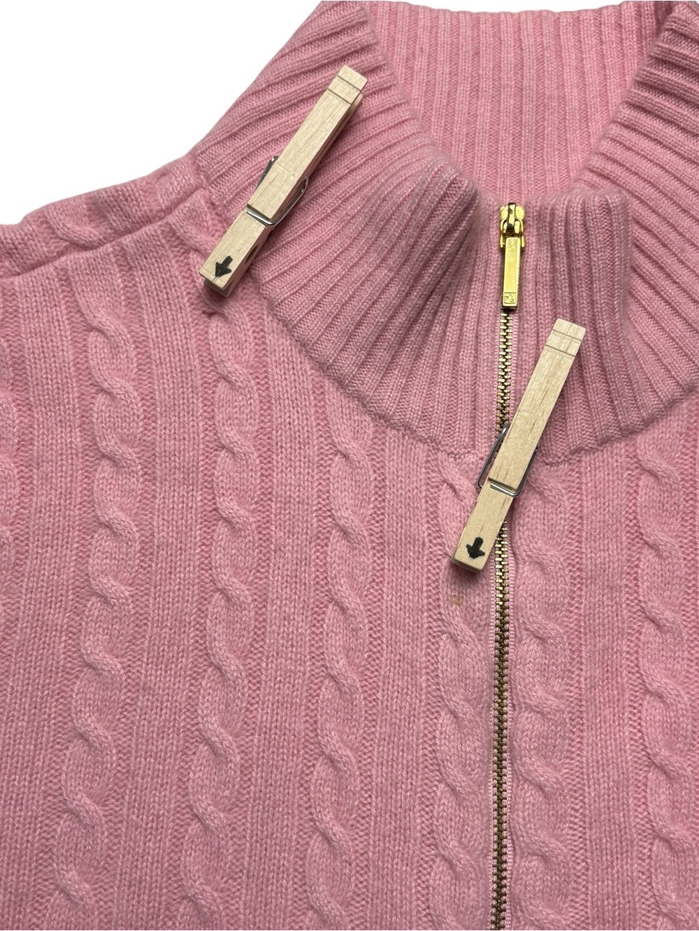 Lauren Ralph Lauren Cashmere Cable Knit Full Zip Sweater Cardigan Pink 3X FLAWS - Picture 4 of 10